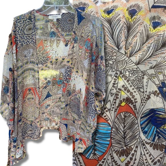 Umgee Tops - Umgee open semi-sheer cardigan kimono M/L